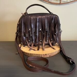 POL Leather Western Studded Fringe Crossbody Purse